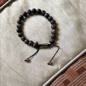 Men's Black and Gray Beaded Bracelet